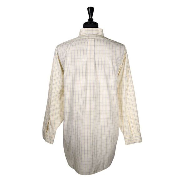 Brooks Brothers Mens Dress Shirt Button Down Yellow Blue Plaid Non Iron 17.5 33 - Picture 6 of 8